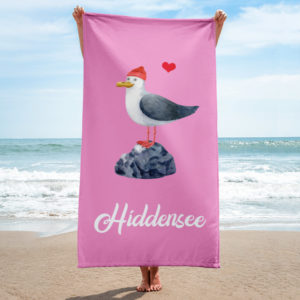 Großes „Liebesmöwe Hiddensee“ Strandtuch