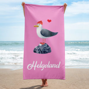 Großes „Liebesmöwe Helgoland“ Strandtuch