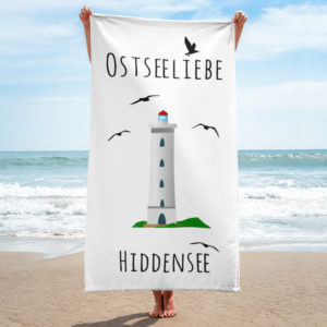 Großes „Ostseeliebe Hiddensee Leuchtturm“ Strandtuch