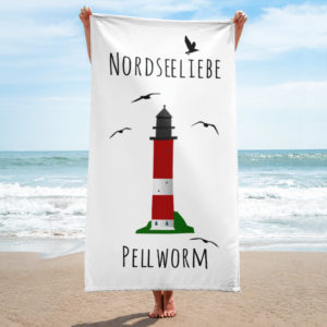 Großes “Nordseeliebe Pellworm Leuchtturm” Strandtuch