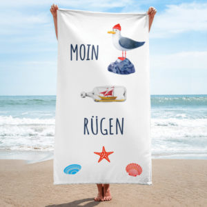 Großes „MOIN Rügen“ Strandtuch