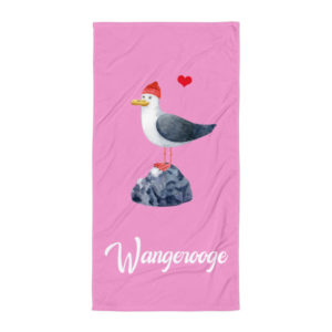 Großes „Liebesmöwe Wangerooge“ Strandtuch
