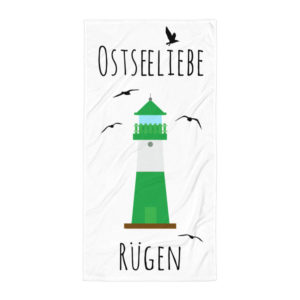 Großes “Ostseeliebe Rügen Leuchtturm” Strandtuch
