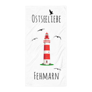 Großes „Ostseeliebe Fehmarn Leuchtturm“ Strandtuch