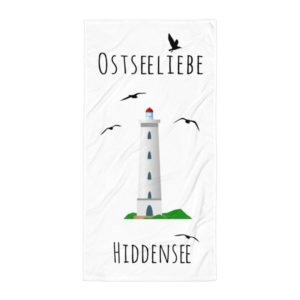 Großes „Ostseeliebe Hiddensee Leuchtturm“ Strandtuch