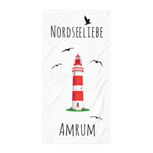 Großes „Nordseeliebe Amrum Leuchtturm“ Strandtuch
