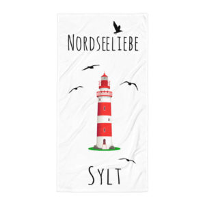 Großes “Nordseeliebe Sylt Leuchtturm” Strandtuch