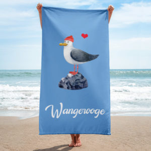 Großes “Liebesmöwe Wangerooge” Badetuch