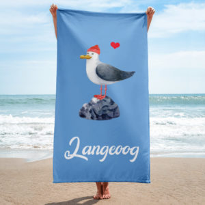 Großes „Liebesmöwe Langeoog“ Badetuch