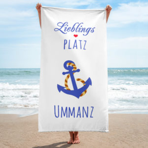 Großes „Lieblings PLATZ Ummanz“ Strandtuch