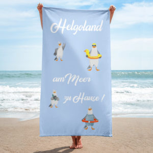 Großes “Helgoland – am Meer zu Hause!” Strandtuch