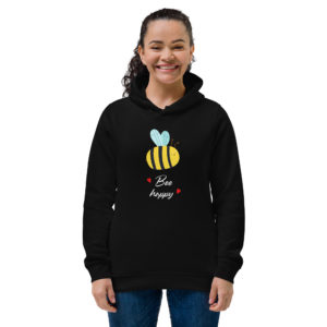 Wunderschöner, enganliegender Bio-Hoodie „Bee happy“