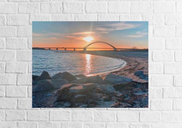 Dekoschild "Sonnenuntergang Fehmarnsundbrücke"