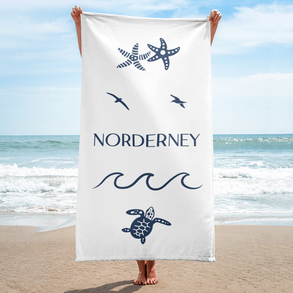 Großes “Norderney Wellen” Strandtuch weiß