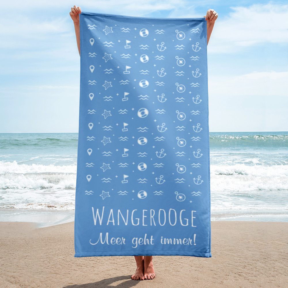 Großes “Wangerooge – Meer geht immer” Strandtuch jordy blau