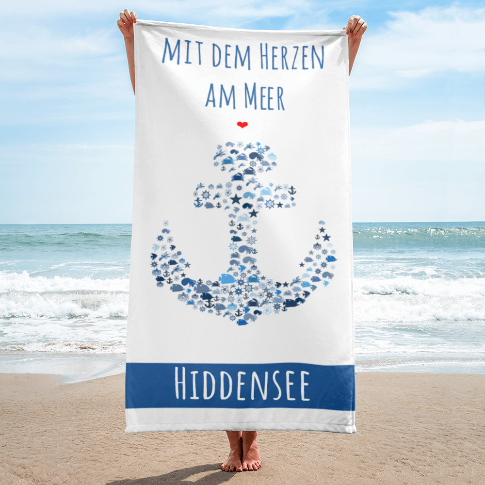 Großes “Mit dem Herzen am Meer – Hiddensee” Strandtuch