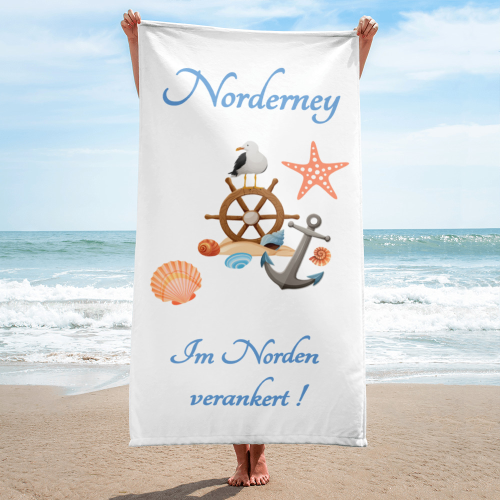 Großes “Norderney – Im Norden verankert” Strandtuch