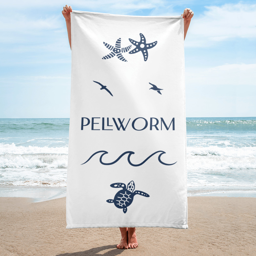 Großes “Pellworm Wellen” Strandtuch weiß